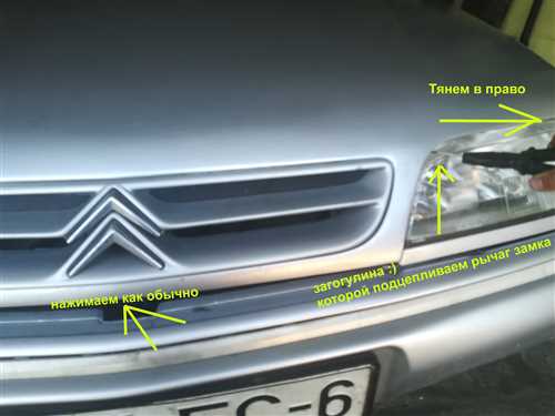 Простая инструкция - как правильно открыть капот на автомобиле Citroen Xsara Picasso