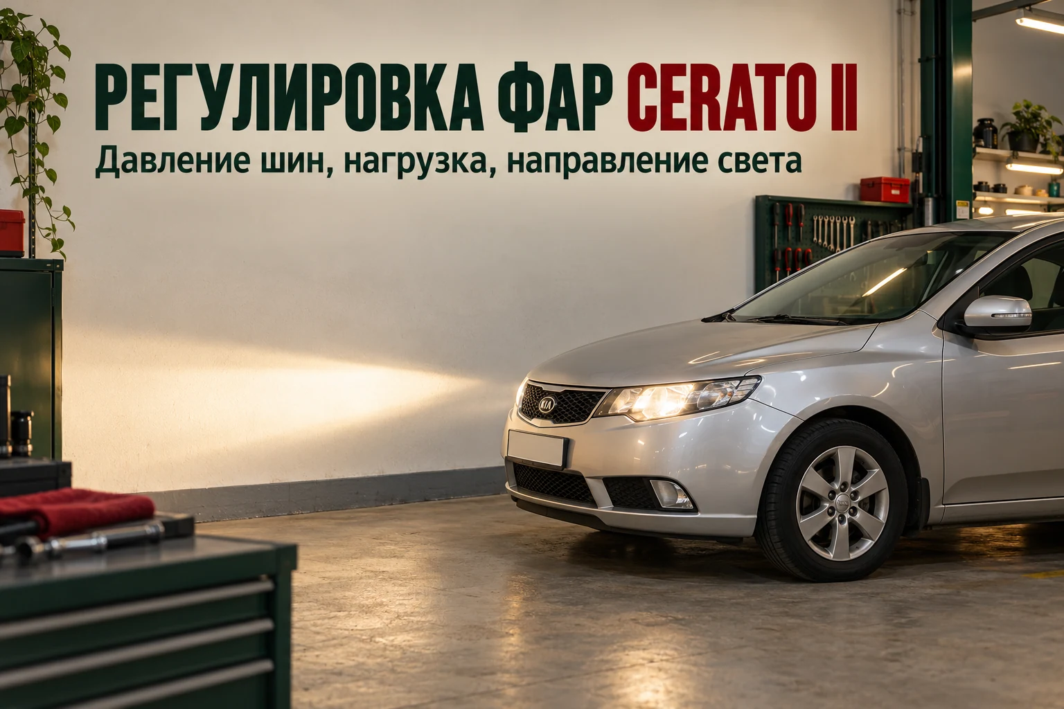 Регулировка фар Kia Cerato 2: подготовка, разметка и проверка света
