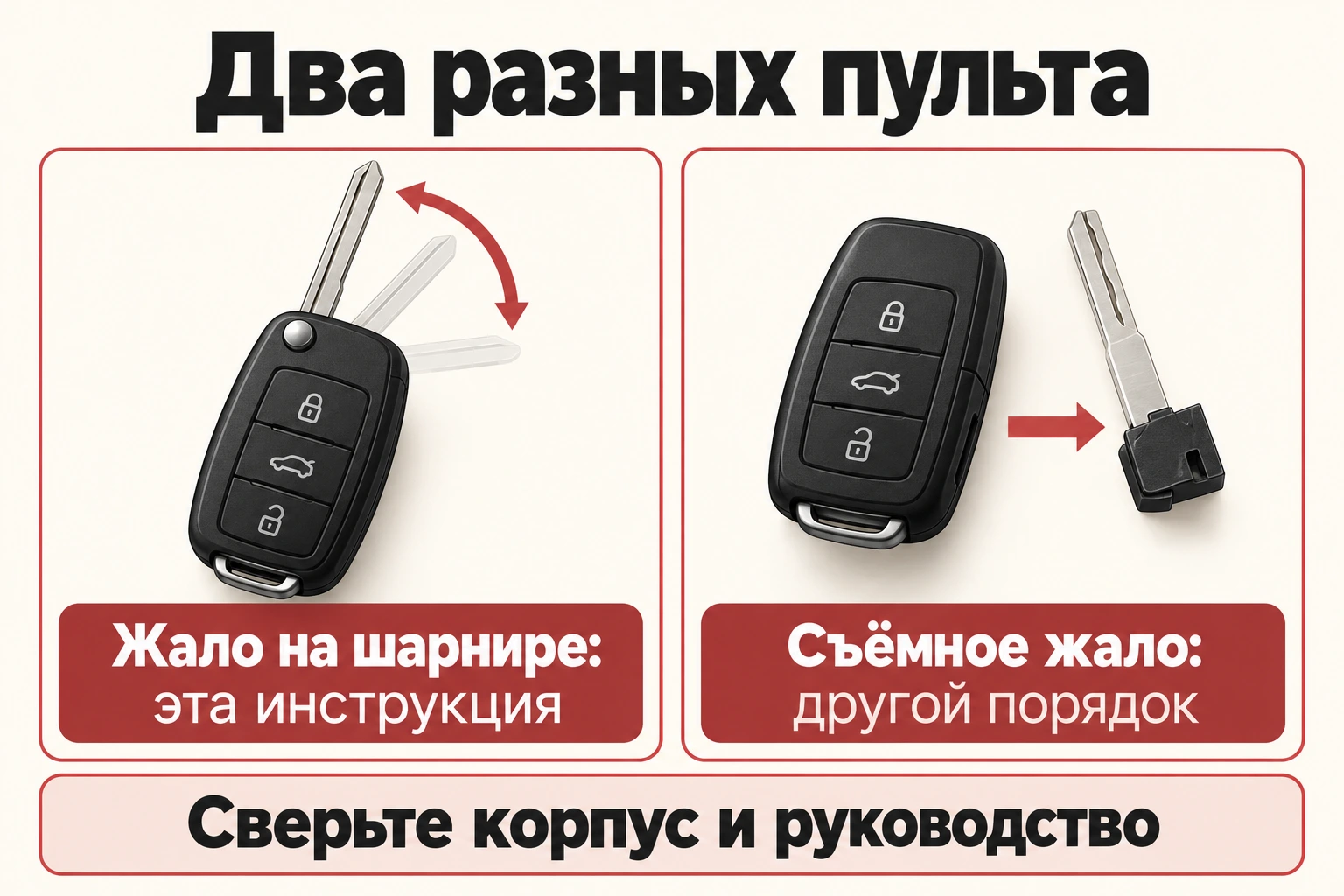 Различие выкидного ключа и бесключевого пульта